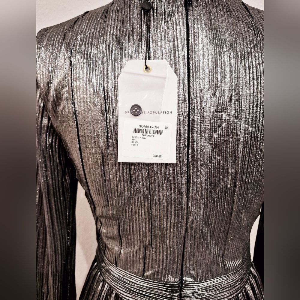 Dress The Population  Dress Womens Size Small NEW with Tag Silver Color - Picture 6 of 10